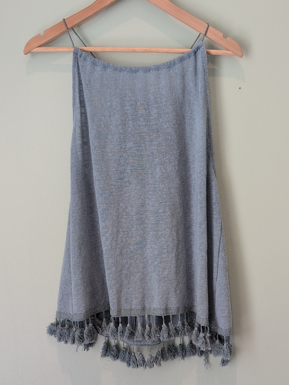 Sea Gypsies Dusty Blue Tassel Hem Halter